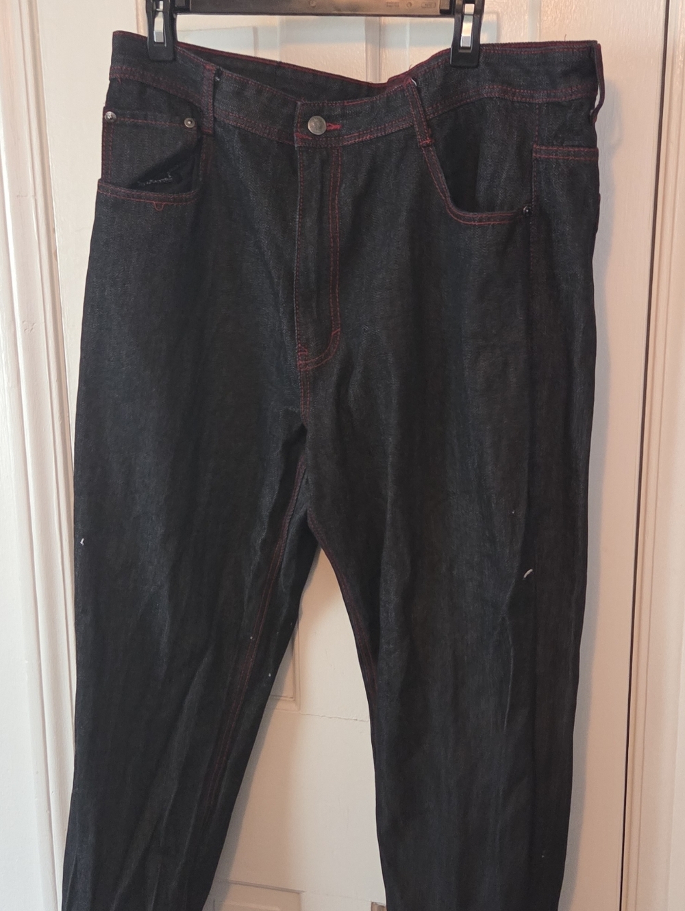 Akademiks Black Denim Jeans with Red Stitching Size 40x34